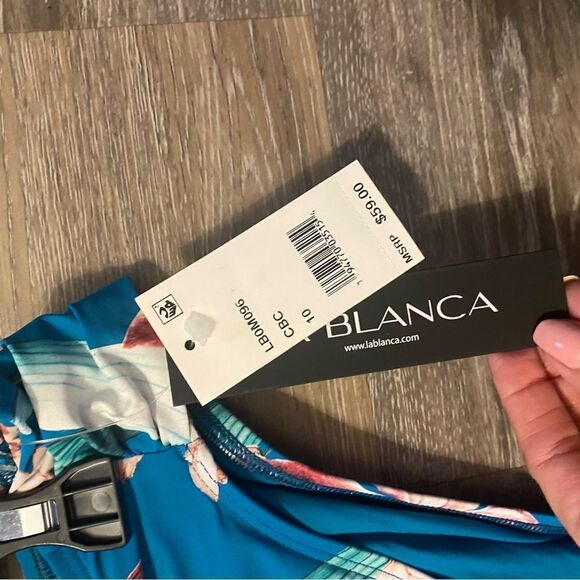 NWT LA Blanca Teal Floral Hipster Bikini Bottoms Multiple Sizes - Picture 5 of 9